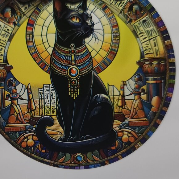 Black Cat Ornament Stained Glass Hanging Decor Holiday-Sun Catcher-Christmas - Picture 7 of 7